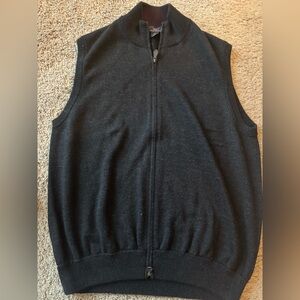 Brooks Brothers XL Charcoal Wool Zip-Up Vest 100% merino wool